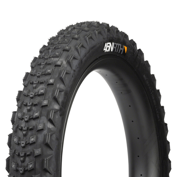 45NRTH Dillinger 4 Tire - 26x4.2 Tubeless Folding 120 TPI 168 Large Concave Carbide Aluminum Studs