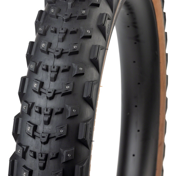 45NRTH Dillinger 4 Tire - 27.5x4.0 Tubeless Folding Tan 60 TPI 168 Large Concave Carbide Aluminum Studs
