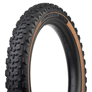 45NRTH Dillinger 4 Tire - 26x4.2 Tubeless Folding Tan 60 TPI 168 Large Concave Carbide Aluminum Studs - The Bikesmiths