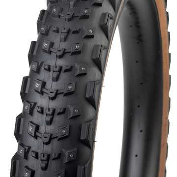 45NRTH Dillinger 4 Tire - 26x4.2 Tubeless Folding Tan 60 TPI 168 Large Concave Carbide Aluminum Studs - The Bikesmiths