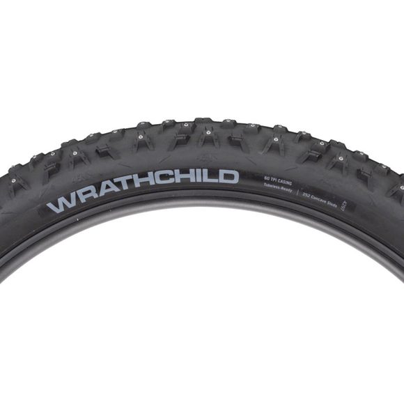 45NRTH Wrathchild Tire - 27.5x3.0 Tubeless Folding Black 60 TPI 252 Concave Carbide Studs
