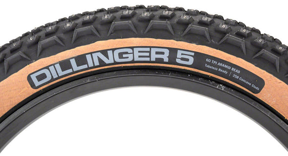 45NRTH Dillinger 5 Tire - 27.5x4.5 Tubeless Folding Tan 60 TPI 252 Concave Carbide Aluminum Studs