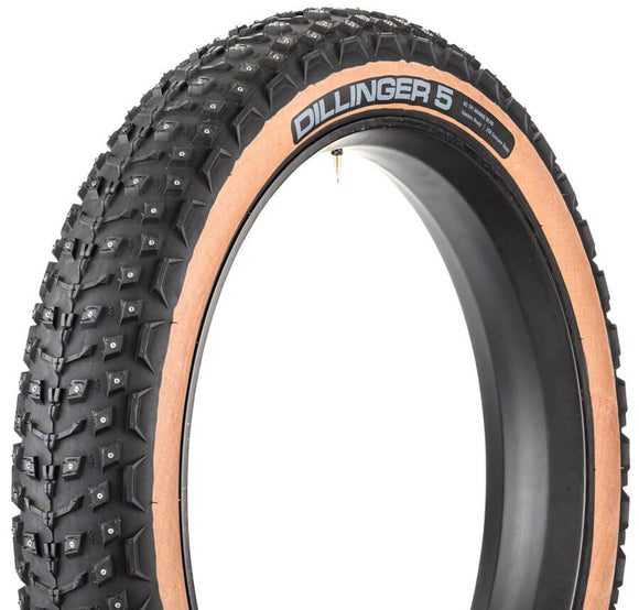 45NRTH Dillinger 5 Tire - 27.5x4.5 Tubeless Folding Tan 60 TPI 252 Concave Carbide Aluminum Studs