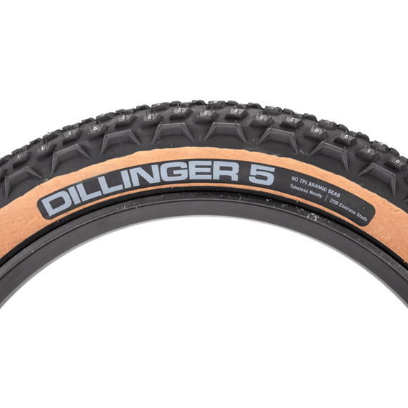 45NRTH Dillinger 5 Tire - 26x4.6 Tubeless Folding Tan 60 TPI 258 Concave Carbide Aluminum Studs