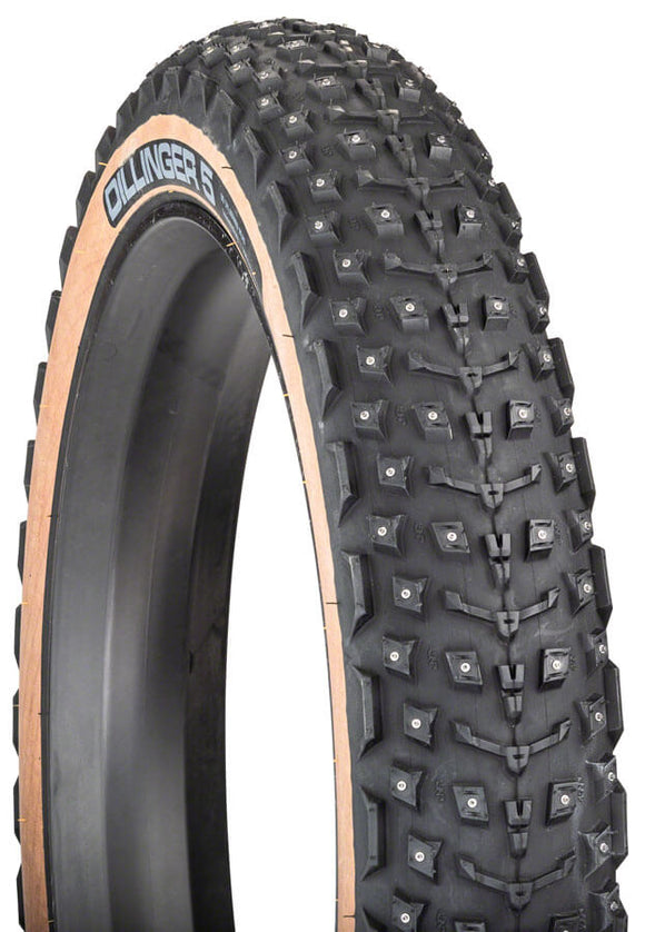 45NRTH Dillinger 5 Tire - 27.5x4.5 Tubeless Folding Tan 60 TPI 252 Concave Carbide Aluminum Studs