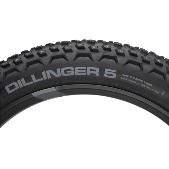 45NRTH Dillinger 5 Tire - 27.5x4.5 Tubeless Folding 120 TPI 252 Concave Carbide Aluminum Studs