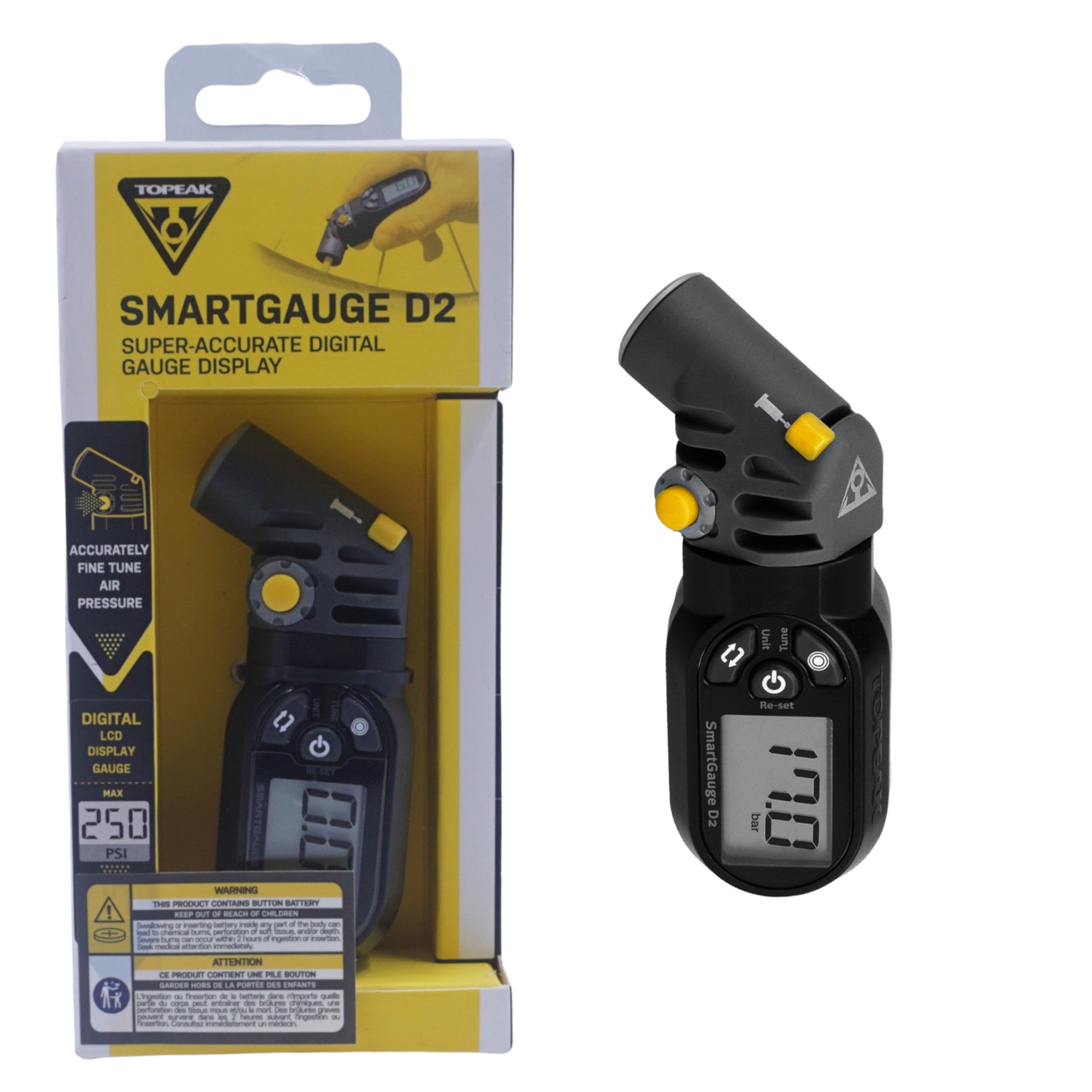 Topeak TSG-02 Smart Gauge D2 Digital Tire Pressure for Presta and Schrader