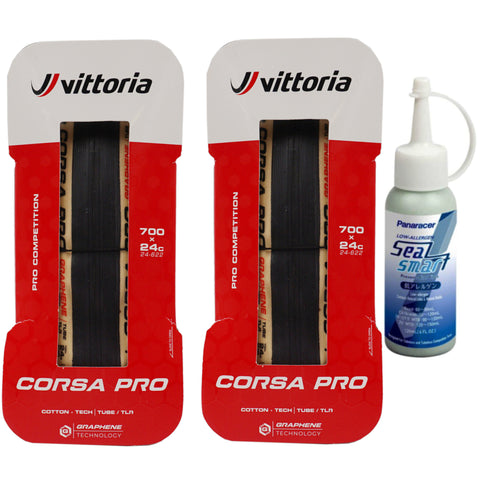 Image of Vittoria Corsa Pro 700c Tanwall Tubeless TLR Tires - 2-Pack w-Free Sealant