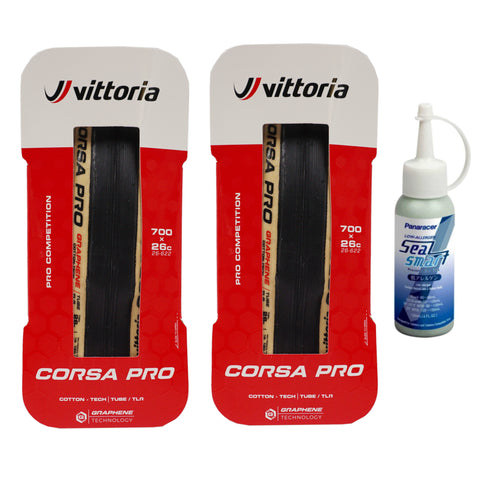 Image of Vittoria Corsa Pro 700c Tanwall Tubeless TLR Tires - 2-Pack w-Free Sealant