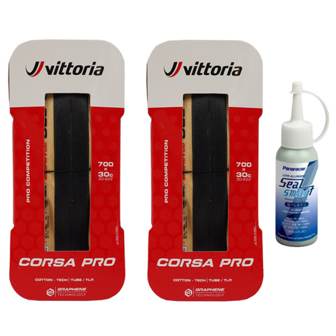 Image of Vittoria Corsa Pro 700c Tanwall Tubeless TLR Tires - 2-Pack w-Free Sealant