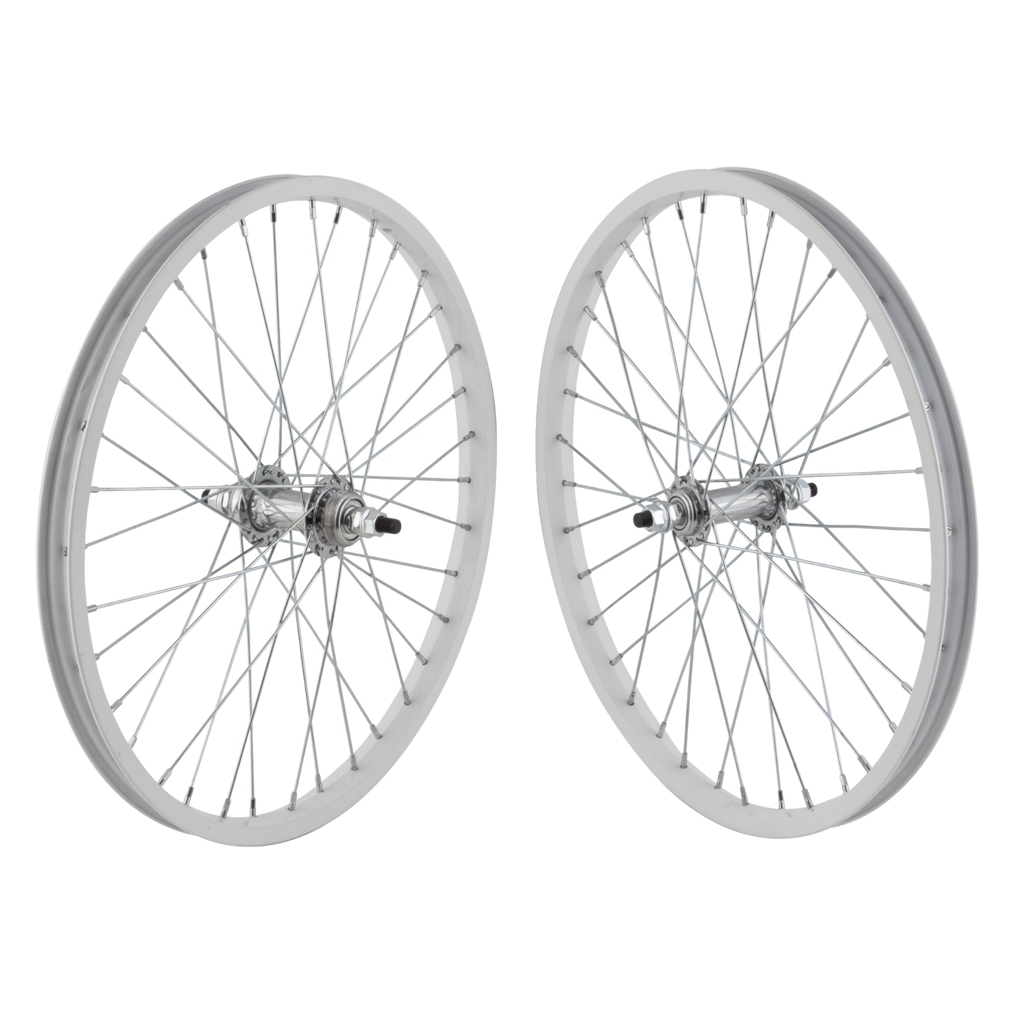 Wheel Master 20 Alloy BMX Wheelset ISO 406 White / Silver - The Bikesmiths