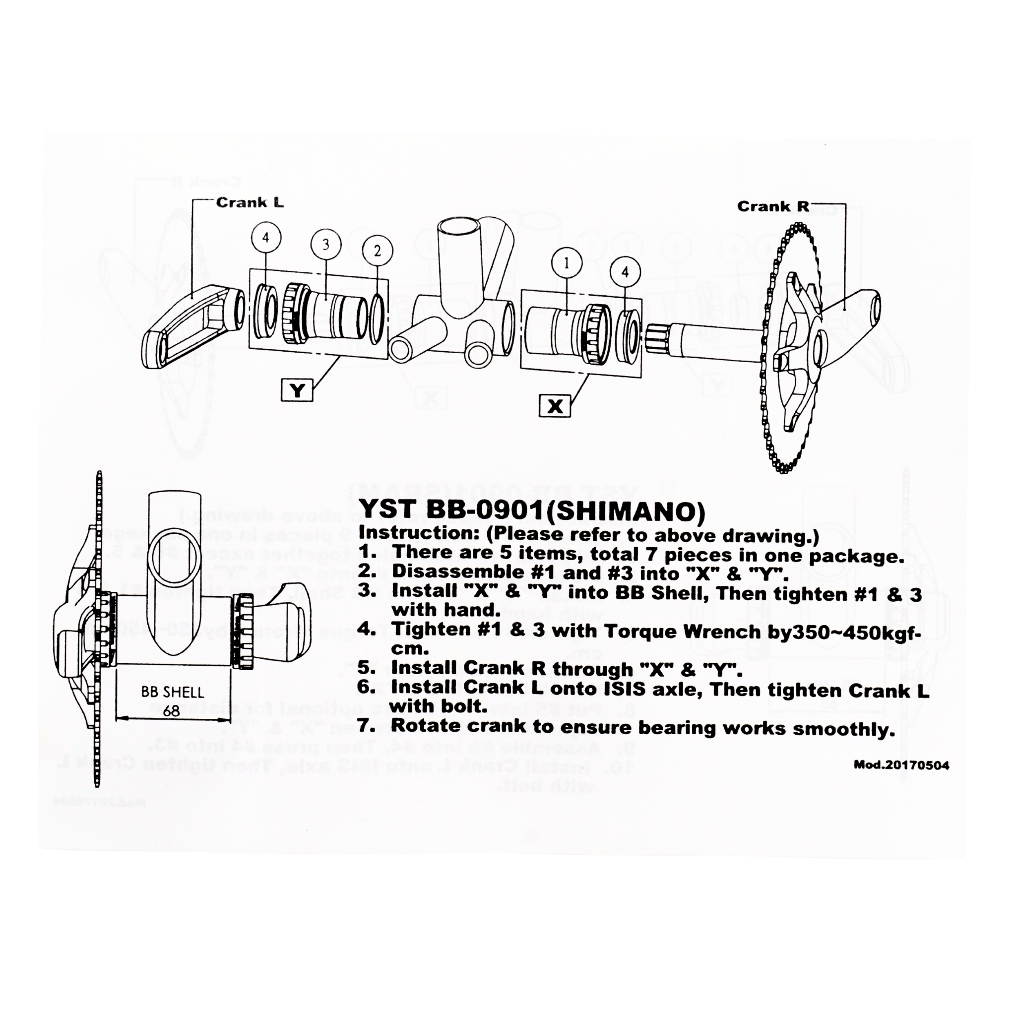 YST BB-0901-SHIM Threadless External Repair 68mm Bottom Bracket