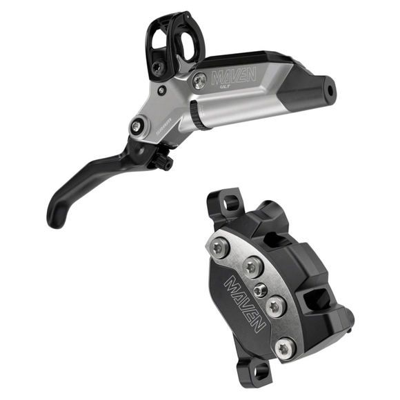 SRAM Maven Ultimate Stealth Disc Brake and Lever Post Mount 4 Piston Aluminum Lever Titanium Hardware Black/Silver A1