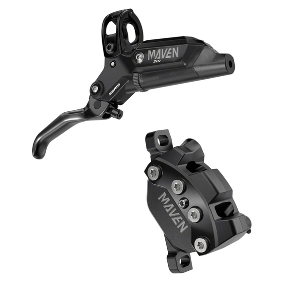 SRAM Maven Silver Disc Brake and Lever - Post Mount 4-Piston Aluminum Lever SS Hardware Black A1