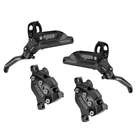 SRAM Maven Silver Disc Brake and Lever - Post Mount 4-Piston Aluminum Lever SS Hardware Black A1