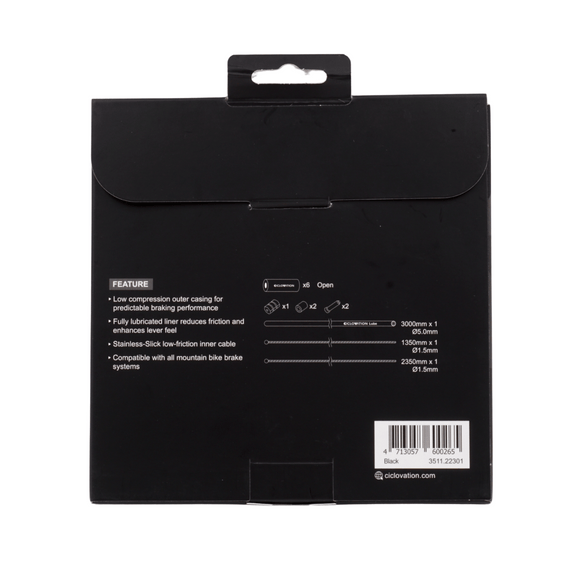 Ciclovation Advanced Mountain & Hybrid Bike Brake Cable and Black Housing Set