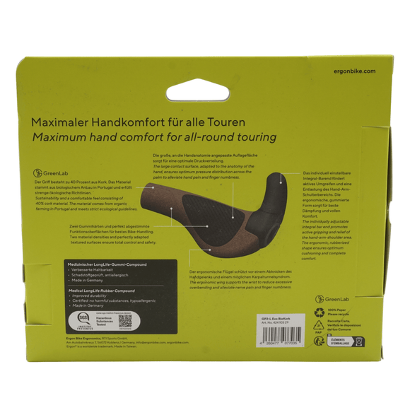 Ergon GP2 Evo BioKork Grips w/ Mini Bar End