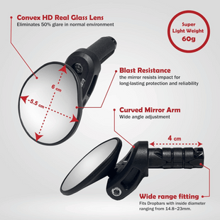 Hafny HF-M956S-FR06 HD Glass Lens Bar-End Mirror