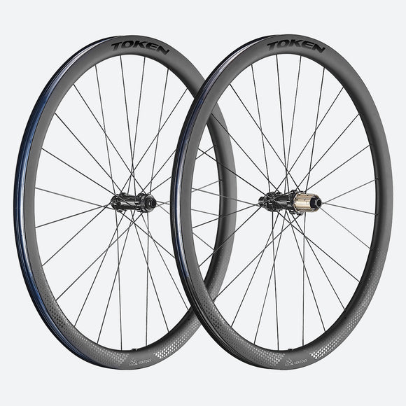 TOKEN Ventous Disc 700c Convertible 9x100 10x135 QR or 12x100 12x 142 TA HG12 36mm Carbon Centerlock Wheelset