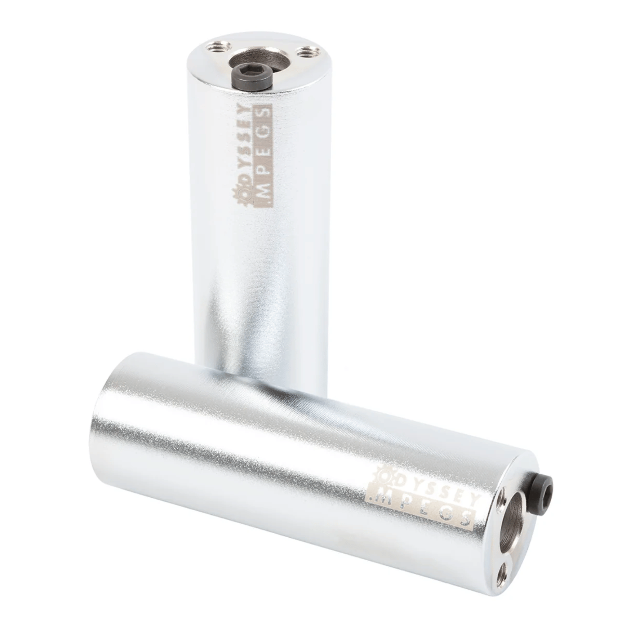 Buy silver Odyssey MPEG 14mm BMX Bike Pegs (Pair) w-3/8 Adaptor