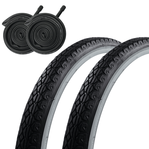 Sunlite Cruiser V52 26x2.125 Whitewall Folding Tire and Schrader Tube Kit