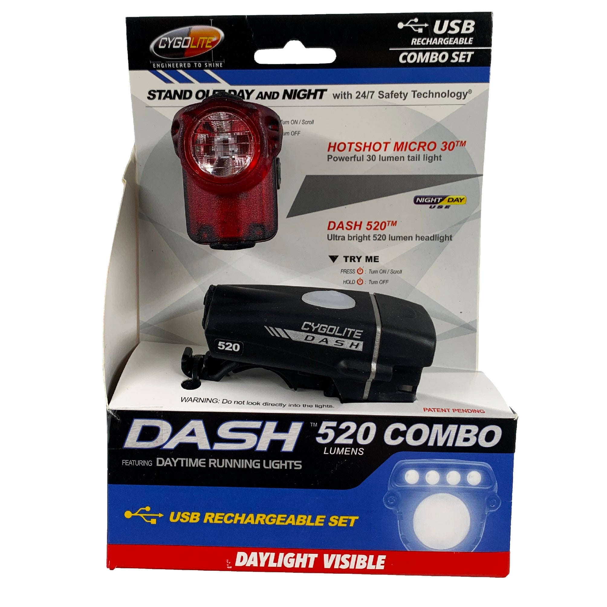Cygolite Combo Dash 520 / Hotshot Micro 30 USB Rechargeable Front & Rear Light - The Bikesmiths