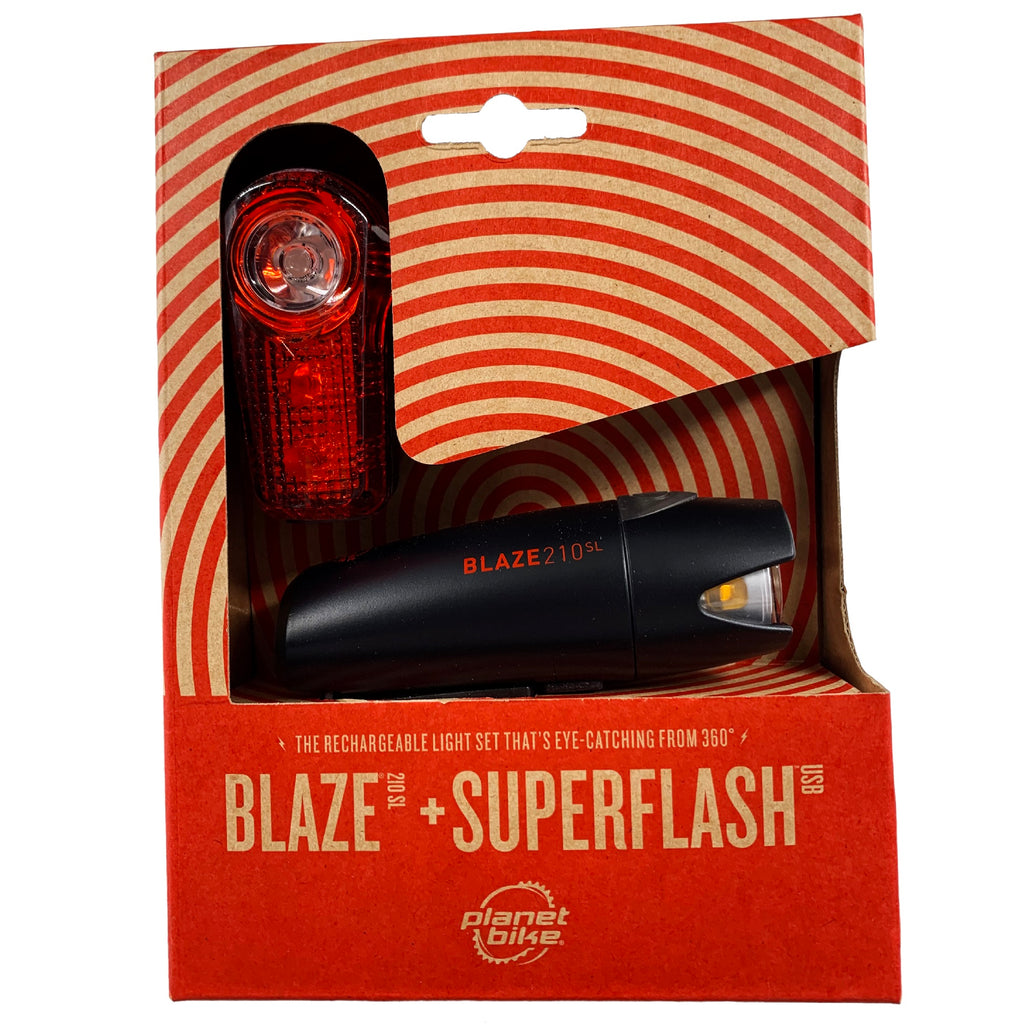 Planet Bike 3182 Blaze 210SL USB Headlight Superflash USB Lightset