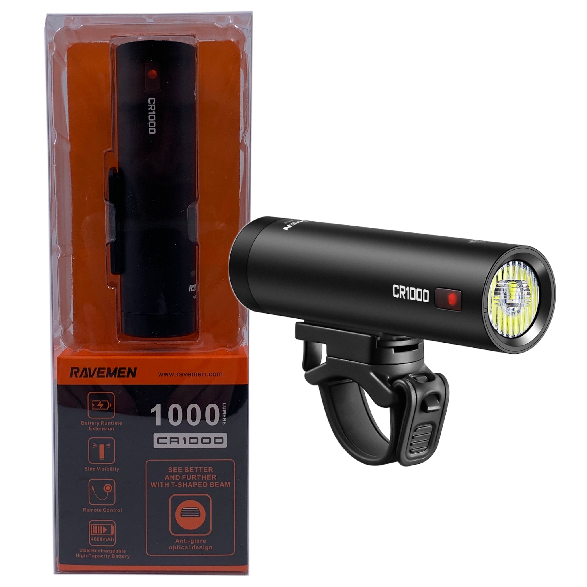Ravemen CR1000 1000 Lumen USB Headlight W/ Remote - The Bikesmiths