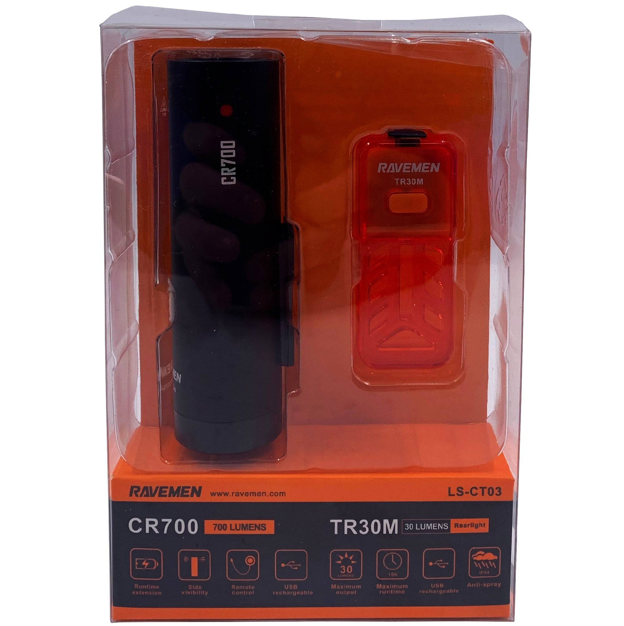 Ravemen LS-CT03 CR700/TR30M USB Lightset - The Bikesmiths