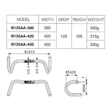 Nitto B135AA-SSB 31.8mm Randonneur Handlebars - The Bikesmiths