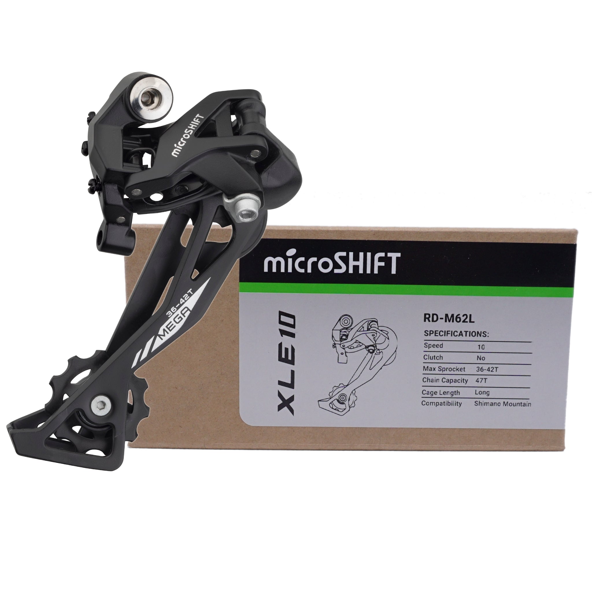 microSHIFT XLE 10 Speed Long Cage Rear Derailleur - The Bikesmiths