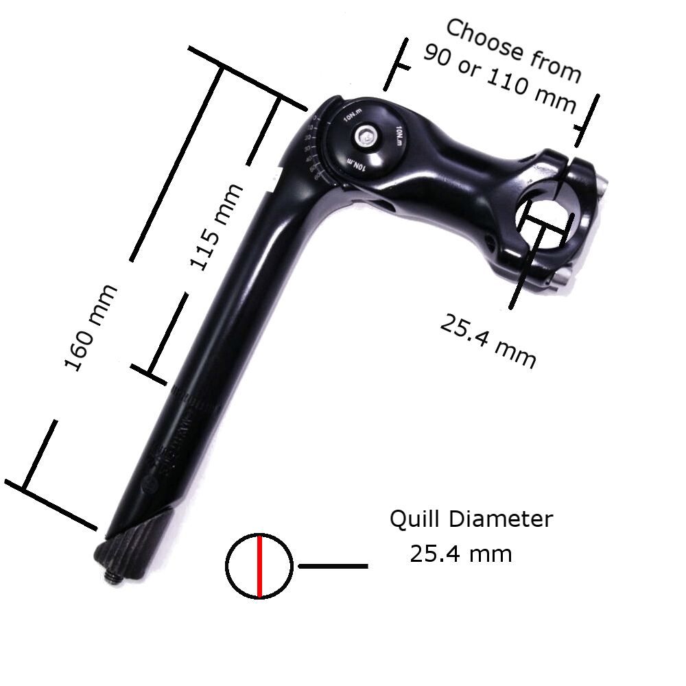 Kalloy AL-822 1-1/8 inch (25.4) Adjustable Threaded Quill Stem - The Bikesmiths