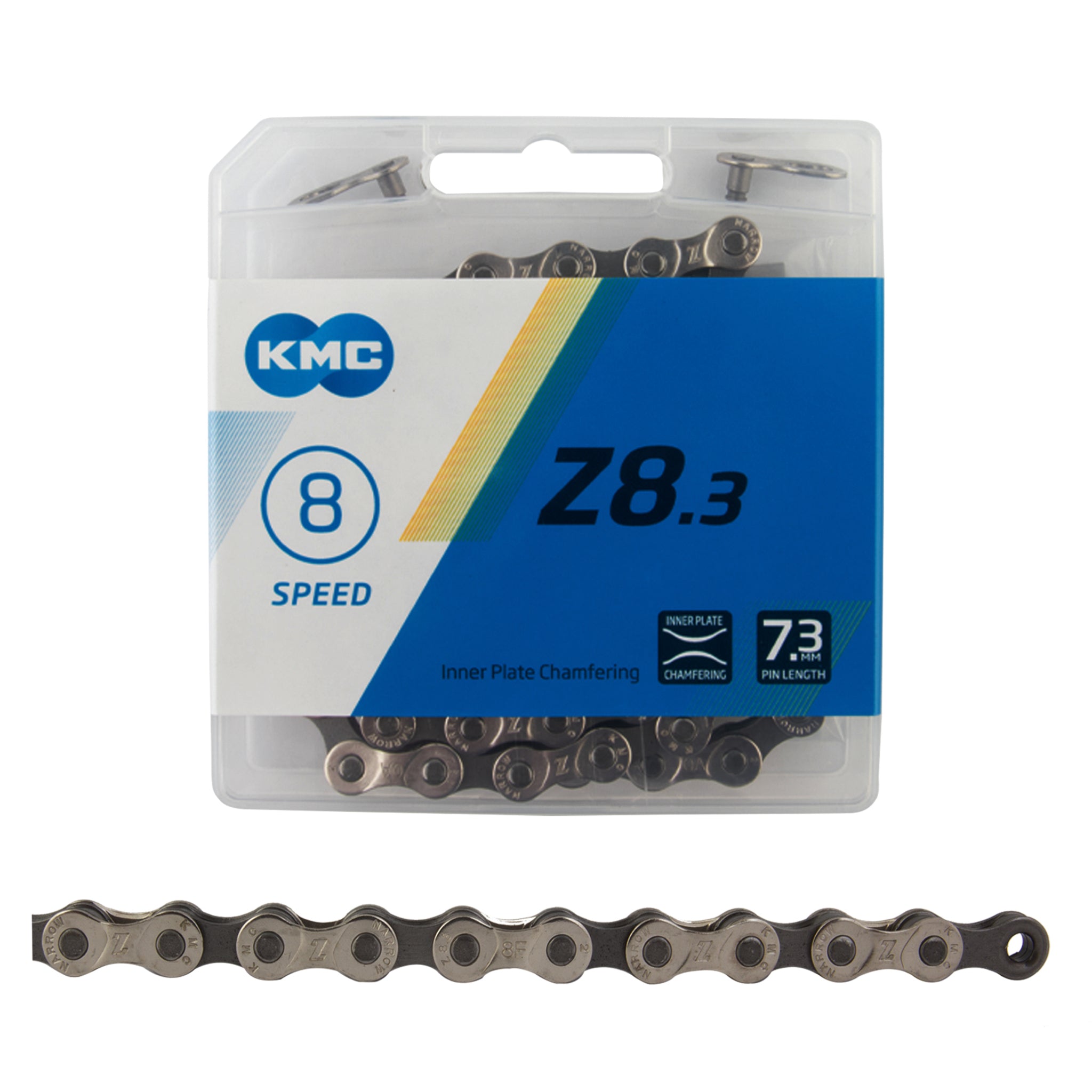 KMC Z8.3 8-Speed Bike Chain Gray-Silver 116 Links - The Bikesmiths