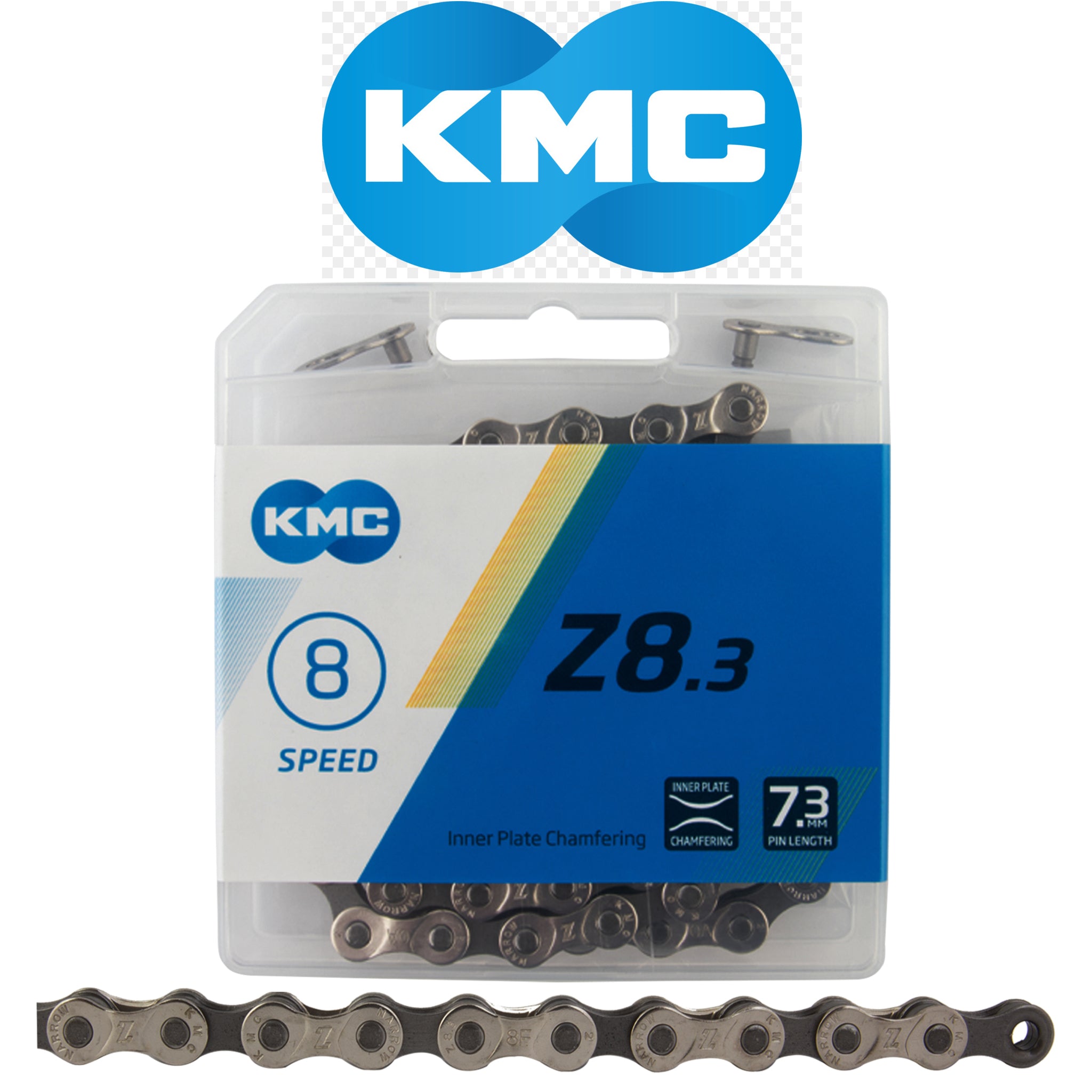KMC Z8.3 8-Speed Bike Chain Gray-Silver 116 Links - The Bikesmiths