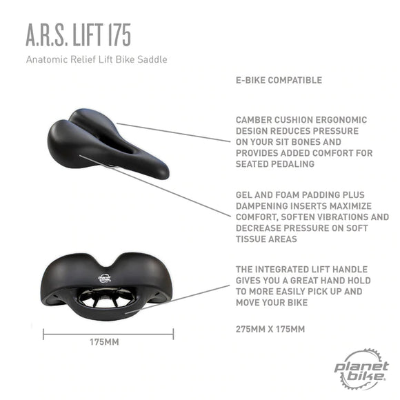 PlanetBike 5200 Comfort Gel Saddle with EZ Lift Handle - The Bikesmiths