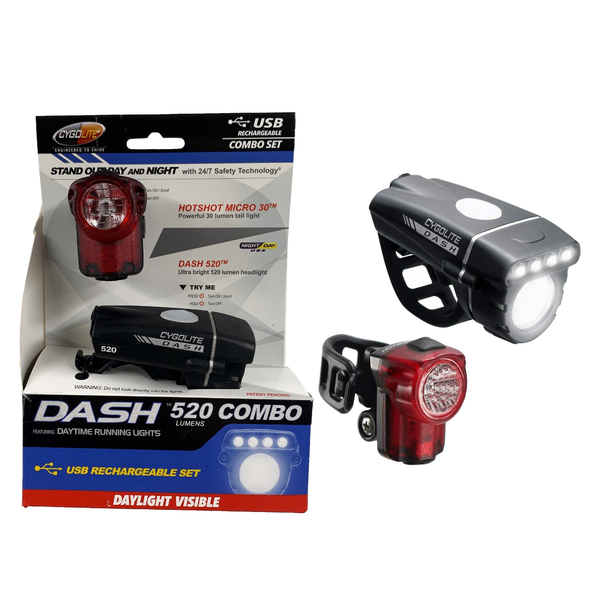 Cygolite Combo Dash 520 / Hotshot Micro 30 USB Rechargeable Front & Rear Light - The Bikesmiths