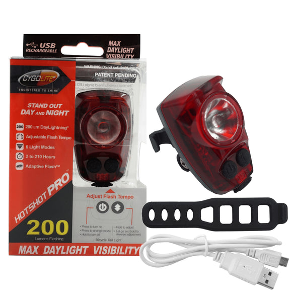 Cygolite Hotshot Pro 200 USB Rechargeable Tail Light with FLEXIBLE MOUNT - The Bikesmiths
