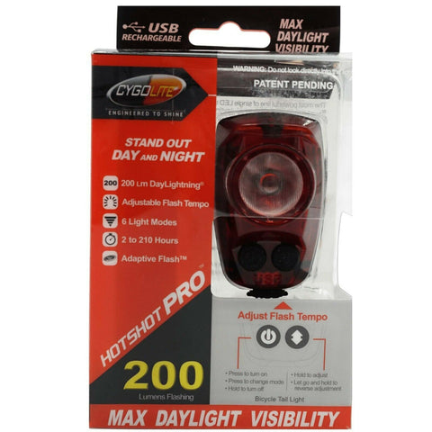 Image of Cygolite Hotshot Pro 200 USB Rechargeable Tail Light with Hard Post Mount