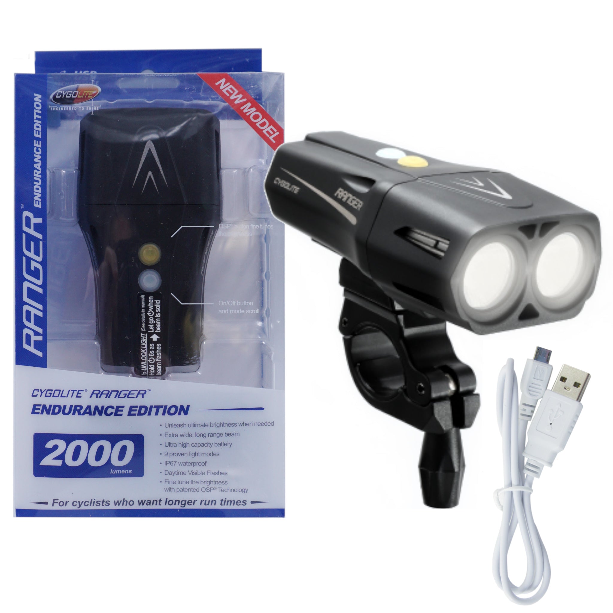 Cygolite Ranger 2000 LM Endurance Edition USB Headlight - The Bikesmiths