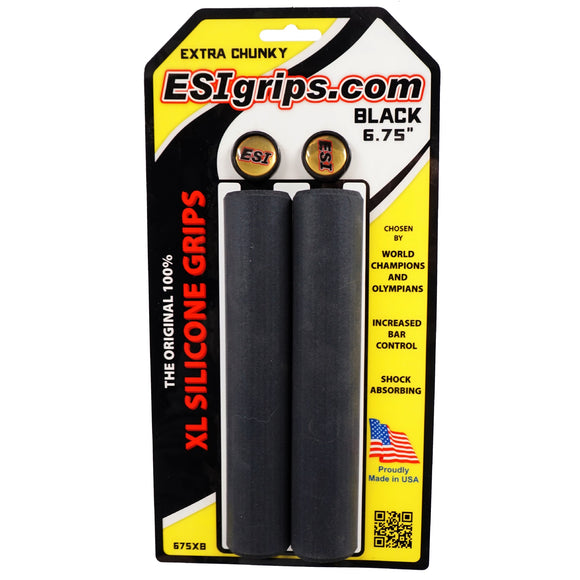 ESI Chunky 6.75" or 8.25" Bike Black Grips 100% SILICONE - The Bikesmiths