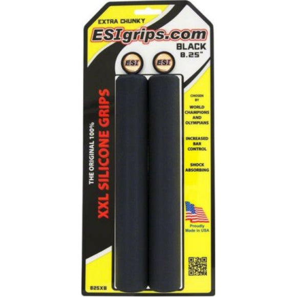 ESI Chunky 6.75" or 8.25" Bike Black Grips 100% SILICONE - The Bikesmiths
