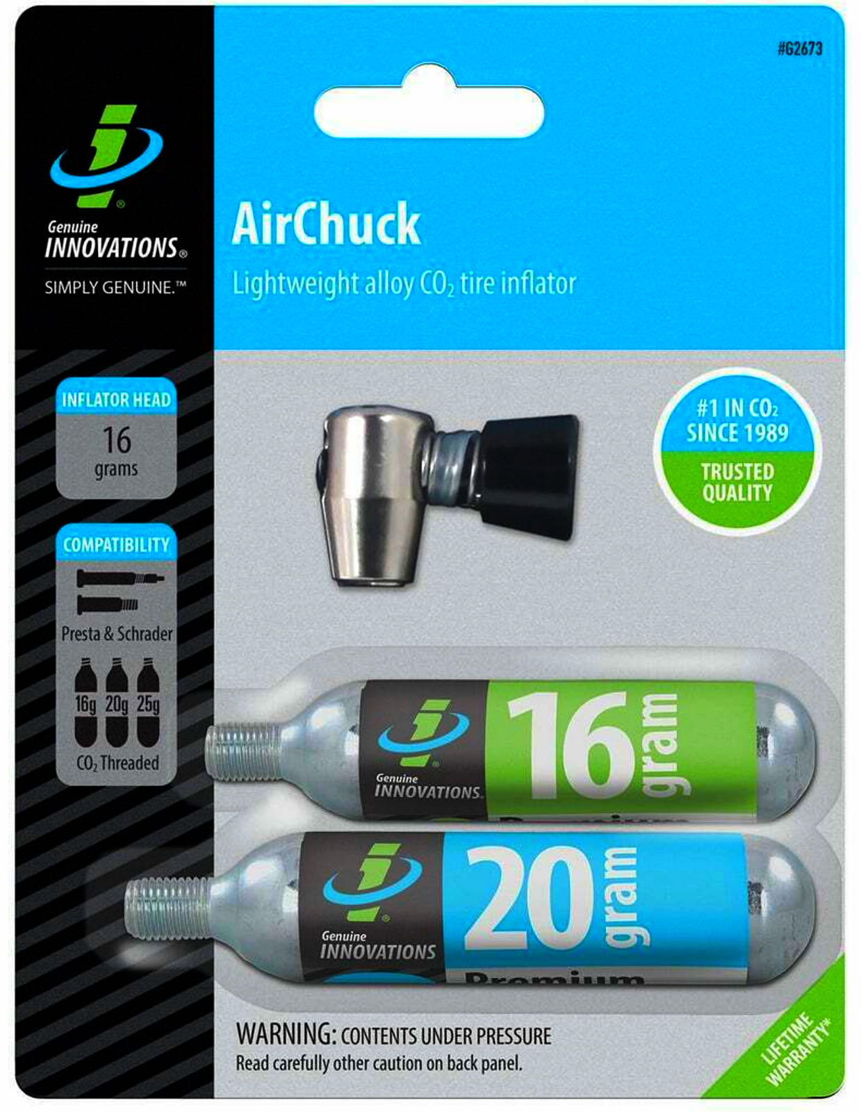 Genuine Innovations G2673 Air Chuck Elite Co2 Inflator plus 16g plus 20g - The Bikesmiths