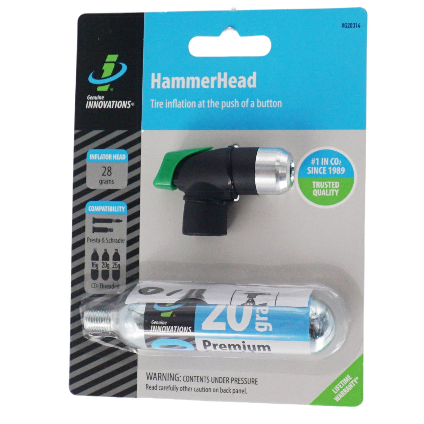Genuine Innovations G20314 HammerHead Co2 Inflator w-1 20g Cartridge - The Bikesmiths