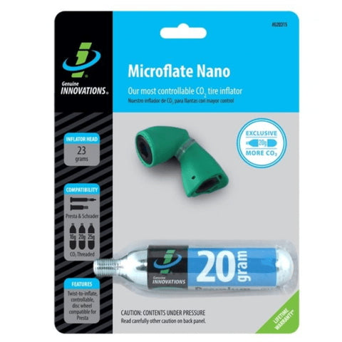 Image of Genuine Innovations G20315 Microflate Green Nano CO2 Inflator 20g - TheBikesmiths