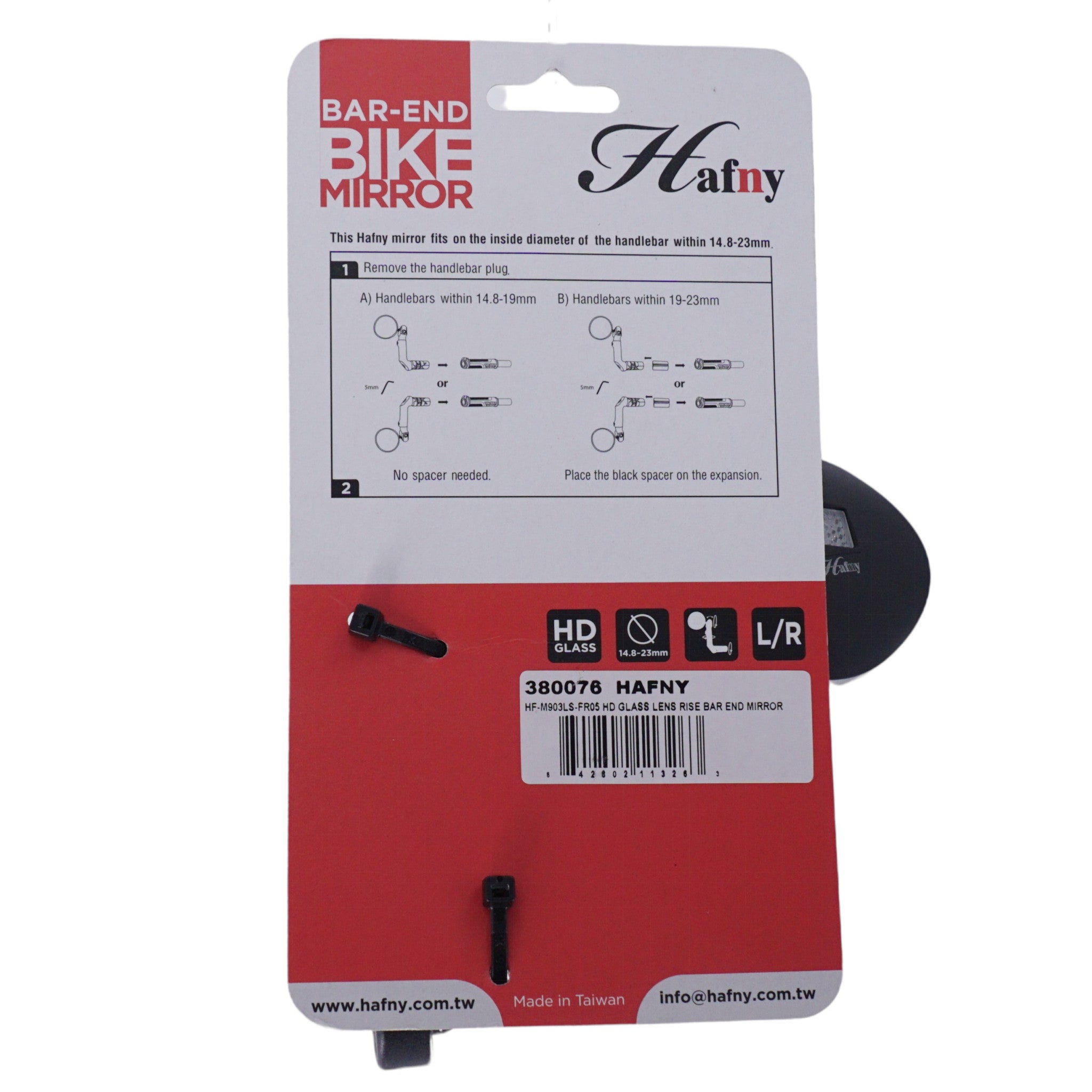 Hafny HF-M903LS-FR05 HD Glass Lens Rise Bar End Mirror - The Bikesmiths
