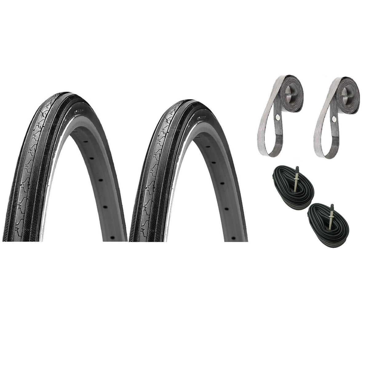 27x1 1/4 Bicycle Redwall Tires & Tubes With Liners – Set For Road Bikes, Duro Rubber