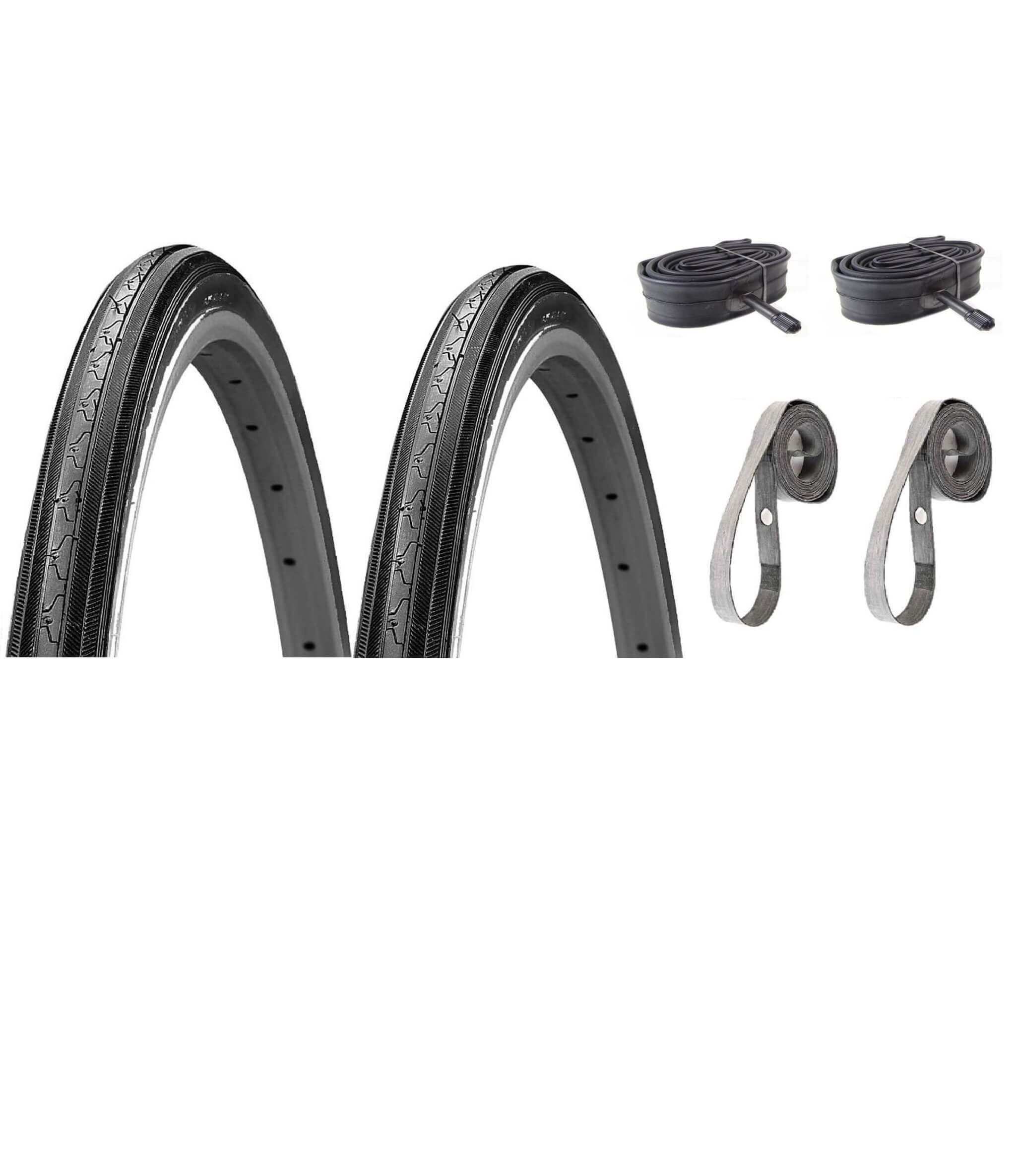 K35 27x1-1/4 black wall tire with Schrader tube and rubber strips