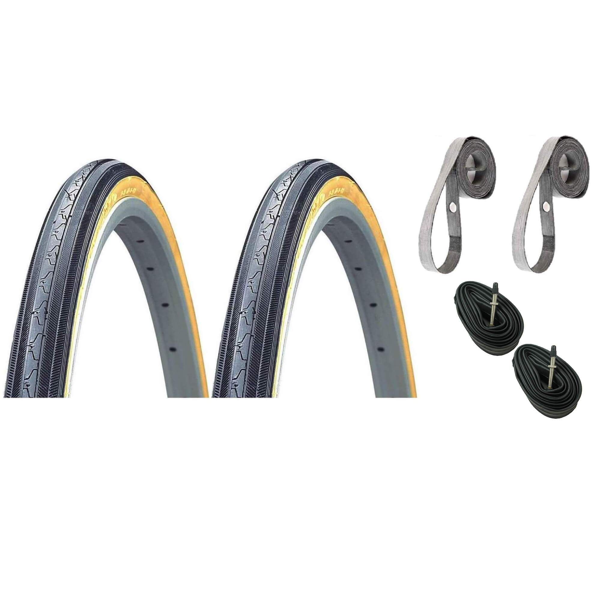 K35 27x1-1/4 Gum-wall Tire with Presta tube and rubber strips