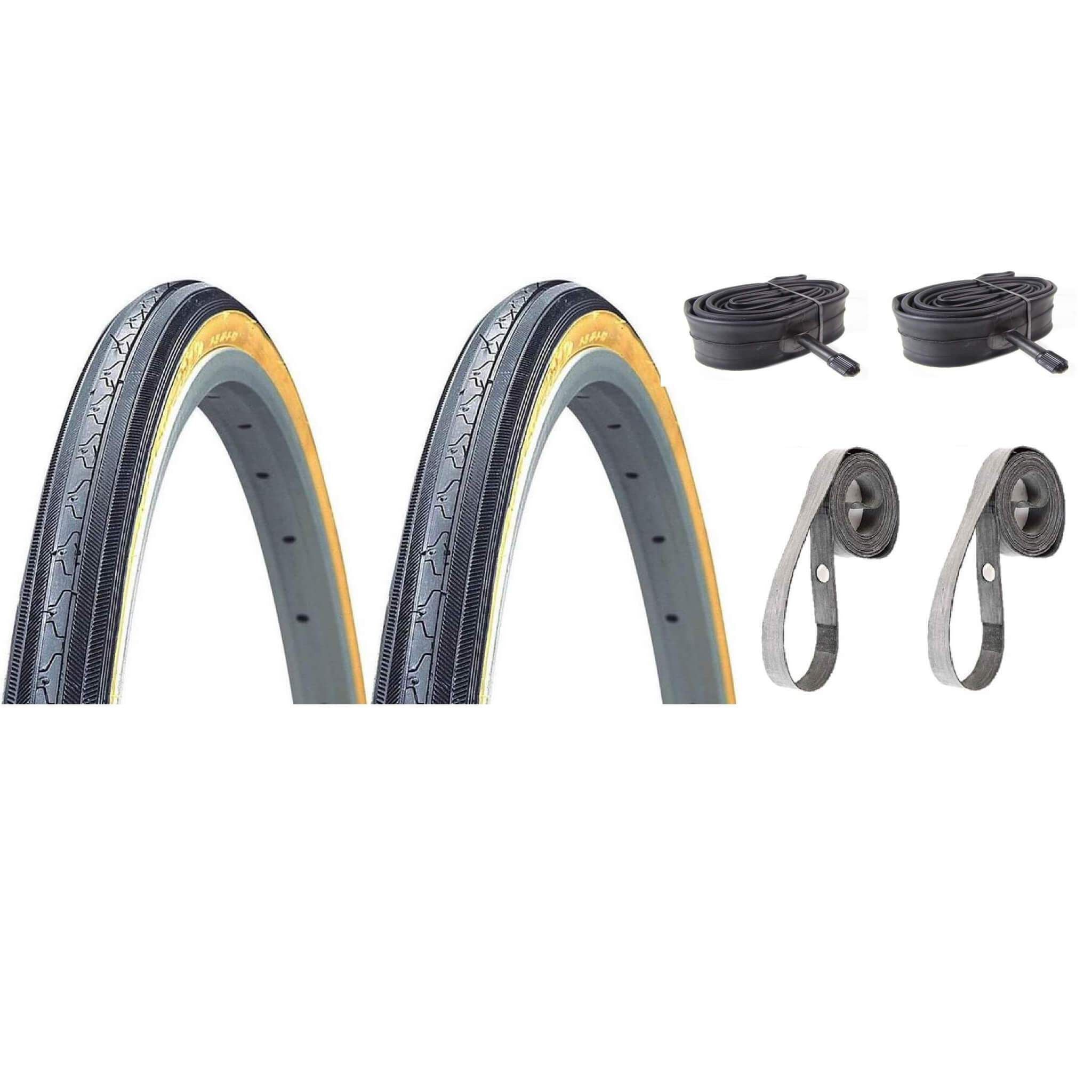 K35 27x1-1/4 Gum-wall Tire with Schrader tube and rubber strips