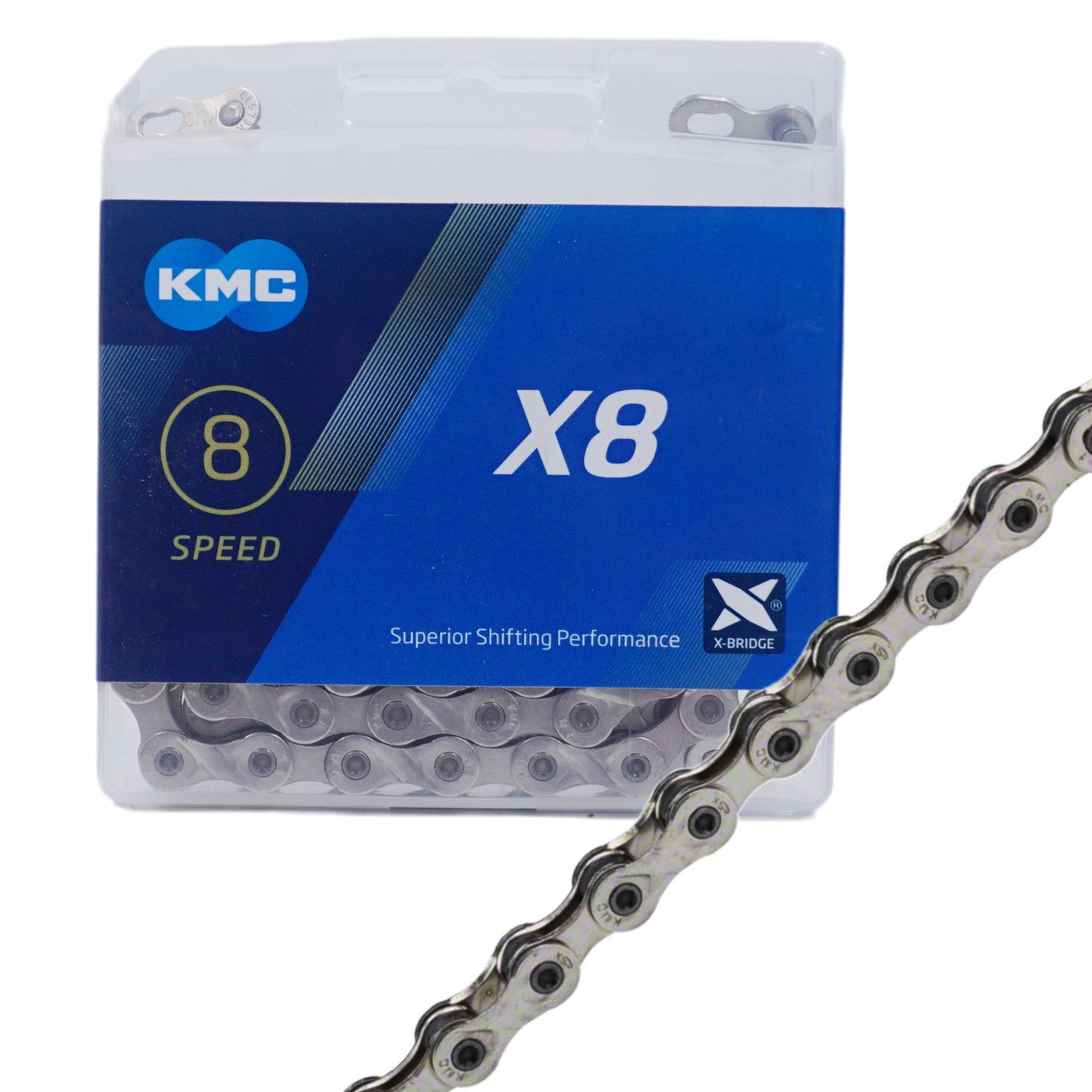 KMC X8 8-Speed Bike Chain Silver 116 Links - The Bikesmiths